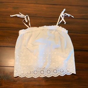 White eyelet crop top